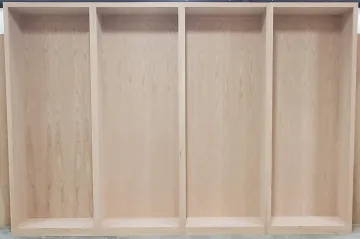 Close-up of moisture-resistant corner bathroom cabinet construction details