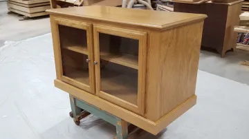 Custom double vanity cabinet built to exact specifications with premium wood finish