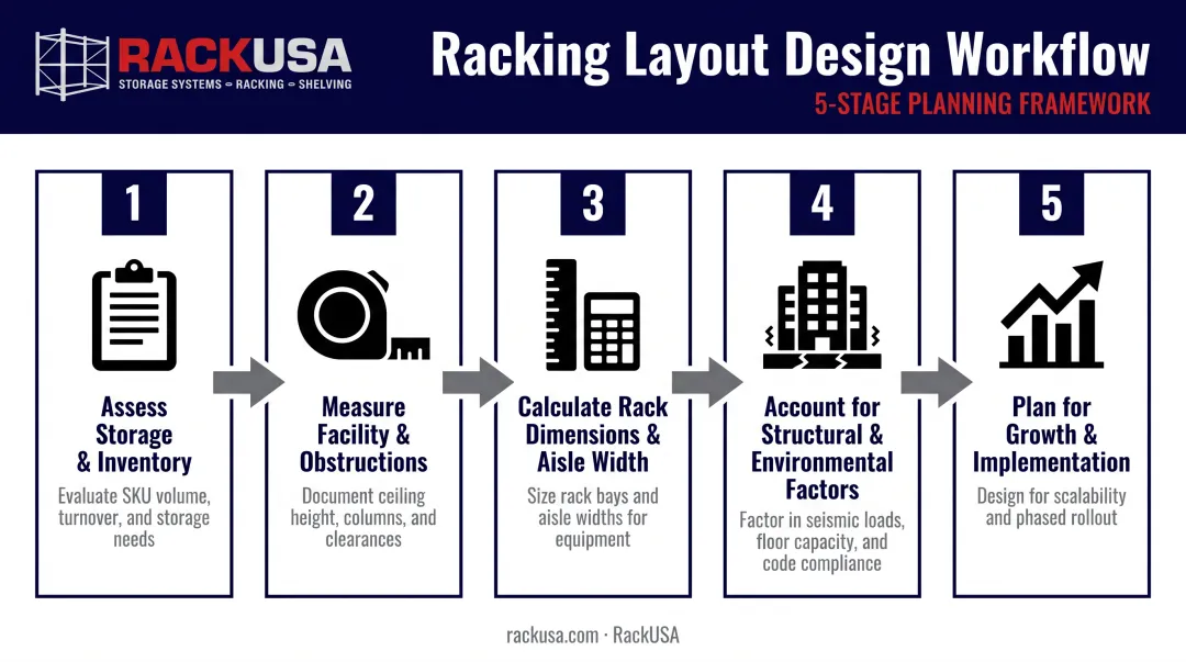 5-step warehouse racking layout design process from assessment to implementation