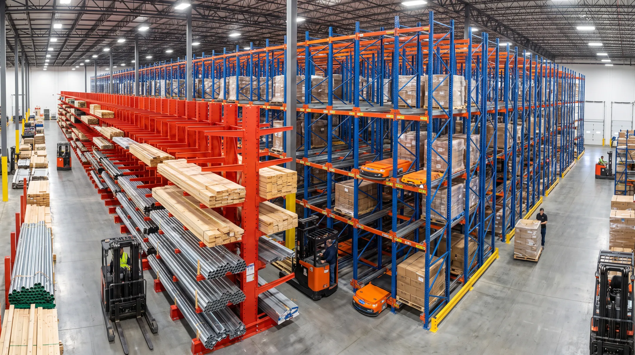 RackUSA selective pallet racking and cantilever storage system warehouse installation