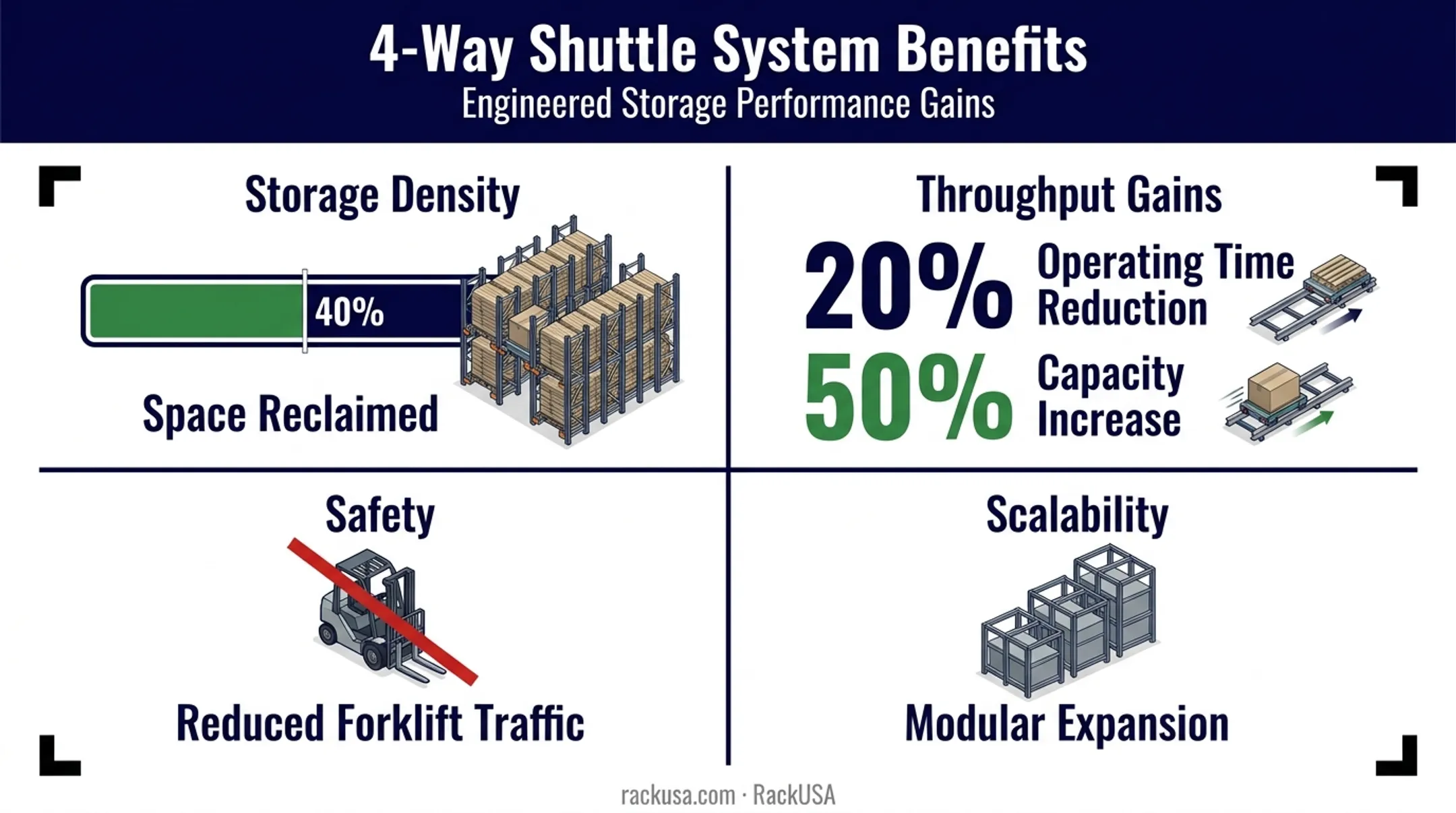 Storage density throughput safety and scalability benefits comparison chart