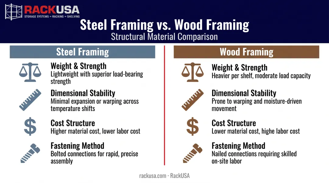 Steel versus wood tiny house framing comparison across four key factors