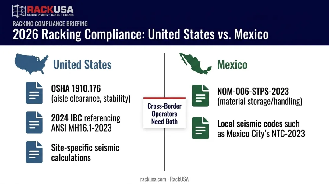 US and Mexico warehouse racking seismic and cross-border compliance code comparison