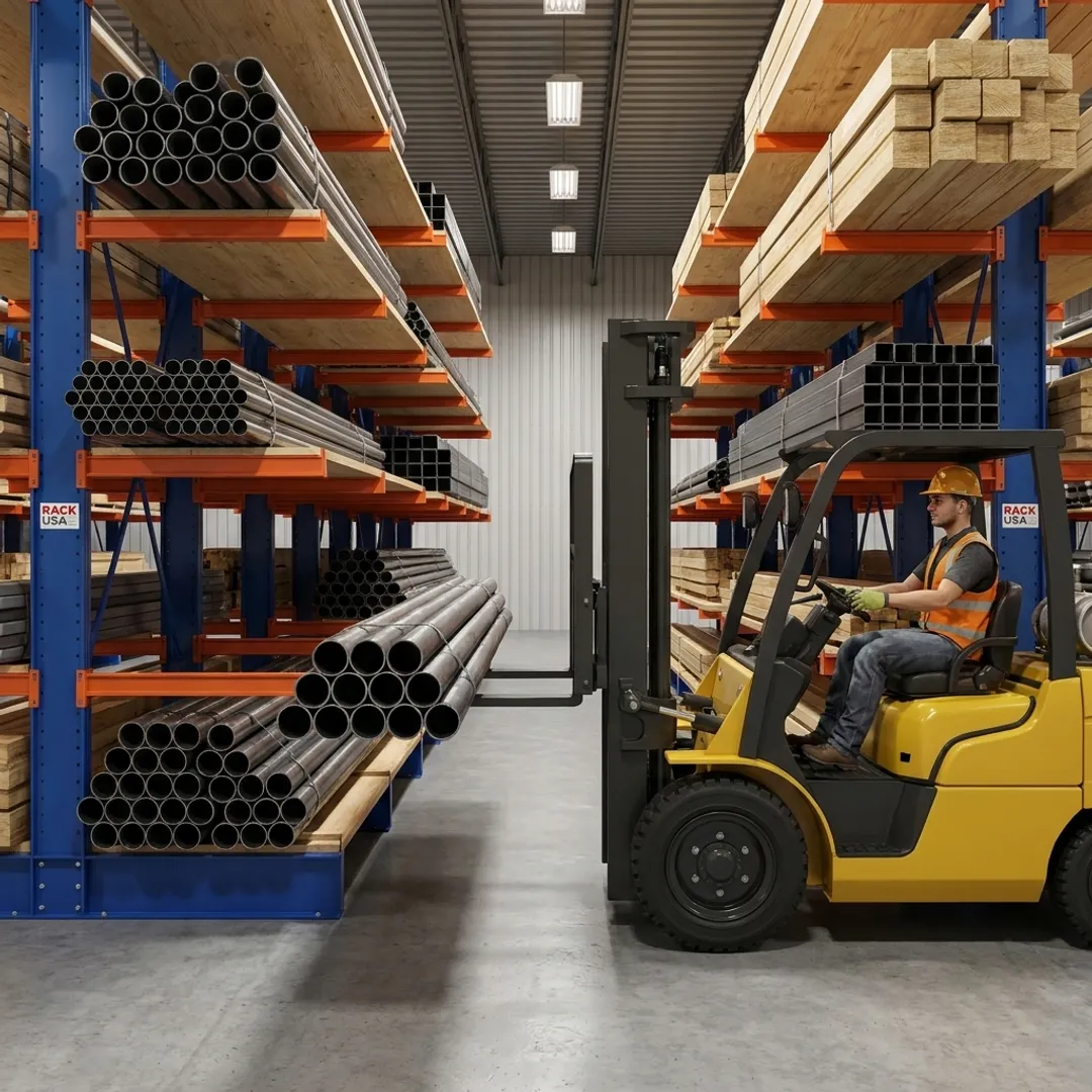 Cantilever racking storing long materials