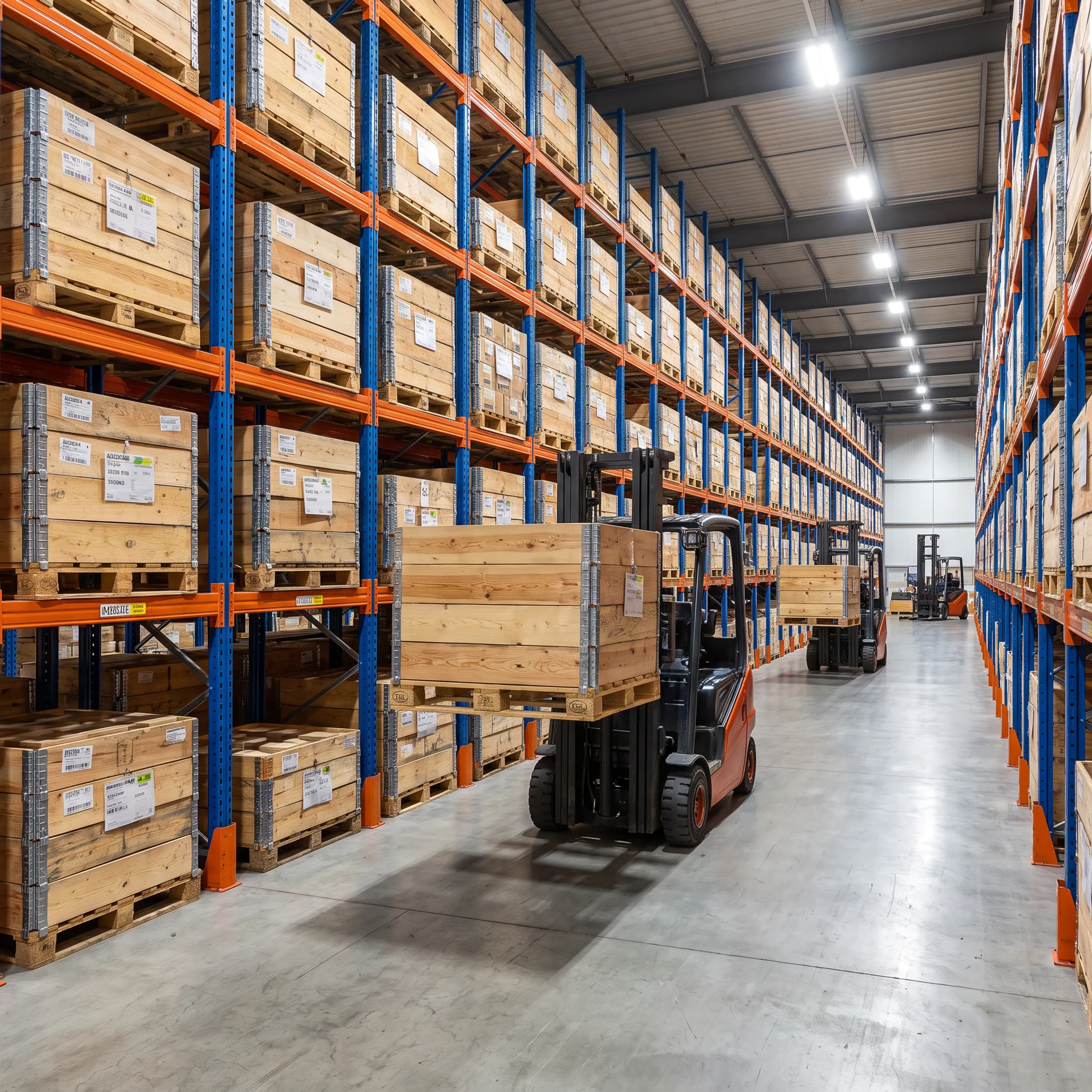High-density pallet racking in a modern warehouse