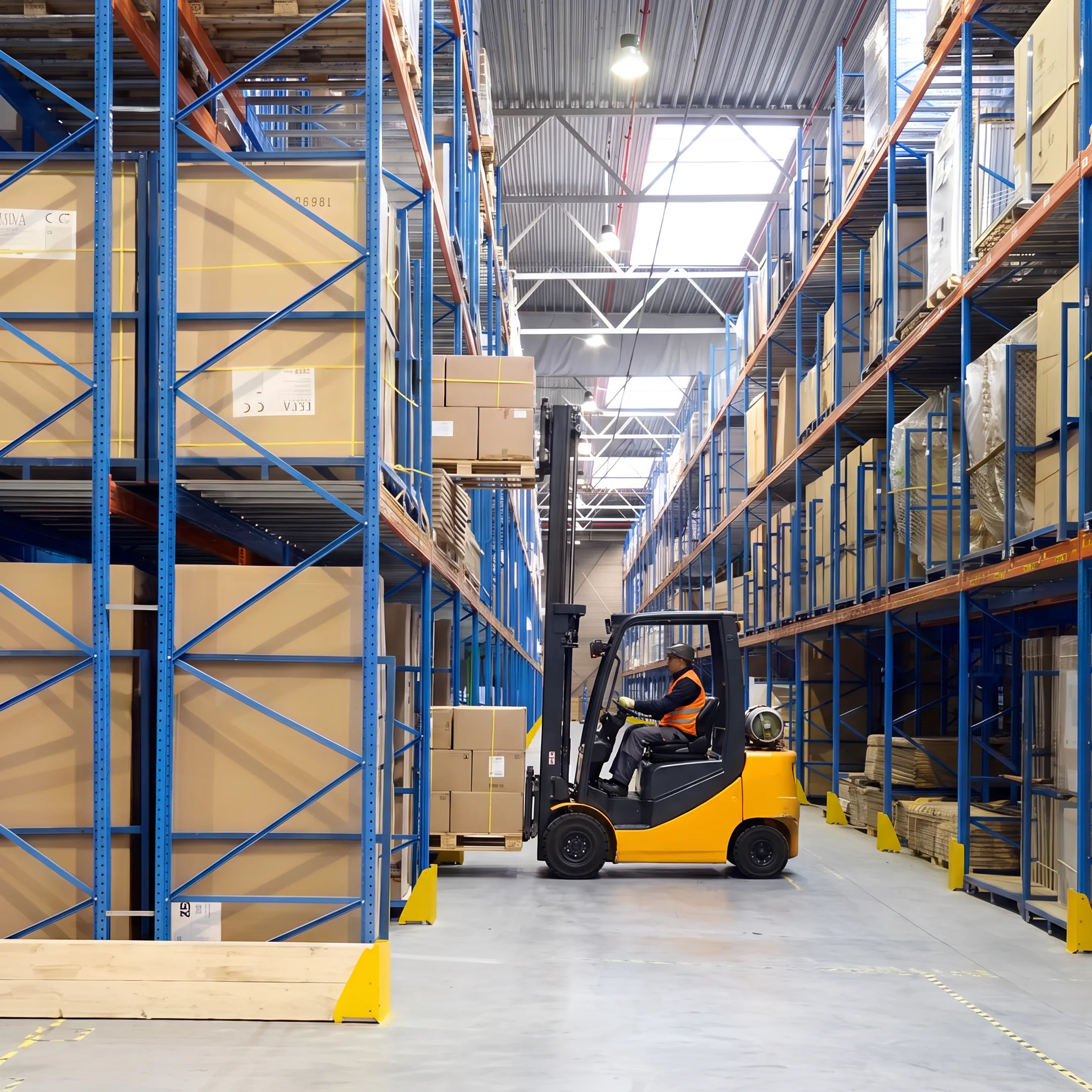 Structural pallet support bars on warehouse racking
