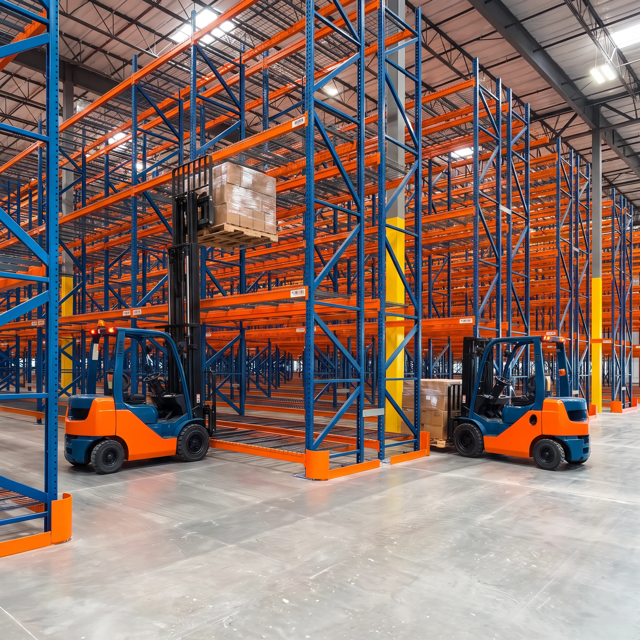 Custom pallet racking installed in an organized warehouse