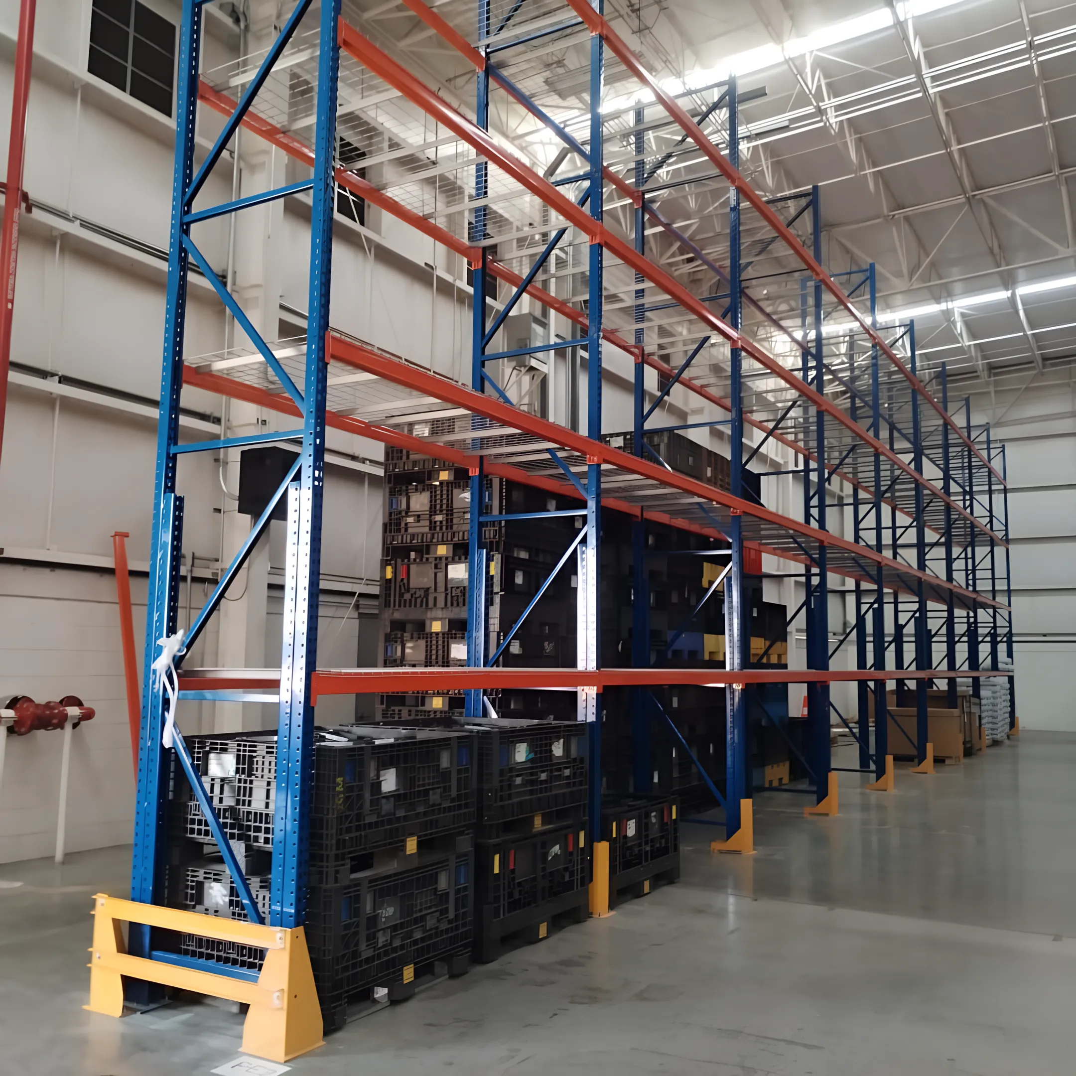 Engineer reviewing selective pallet rack plans