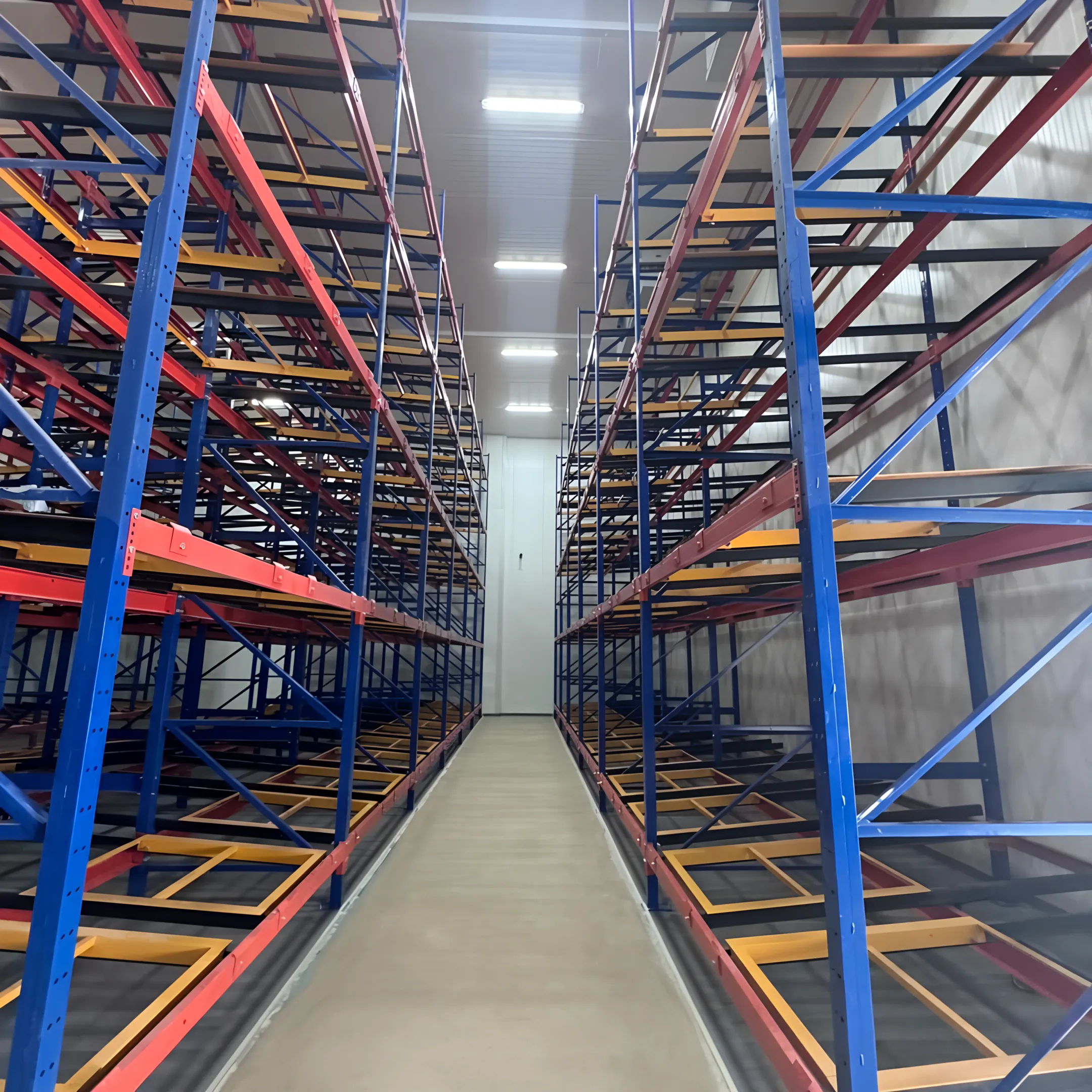 Warehouse worker loading push-back pallet racks