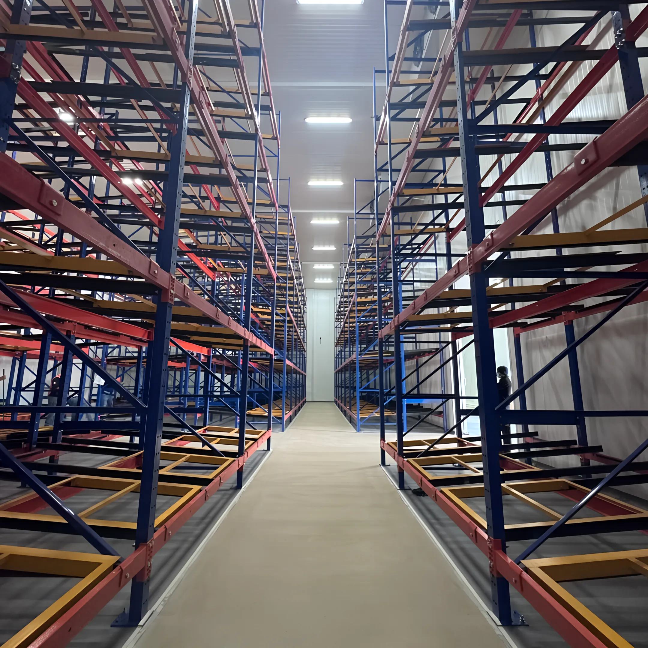 Technician reviewing push back rack layout
