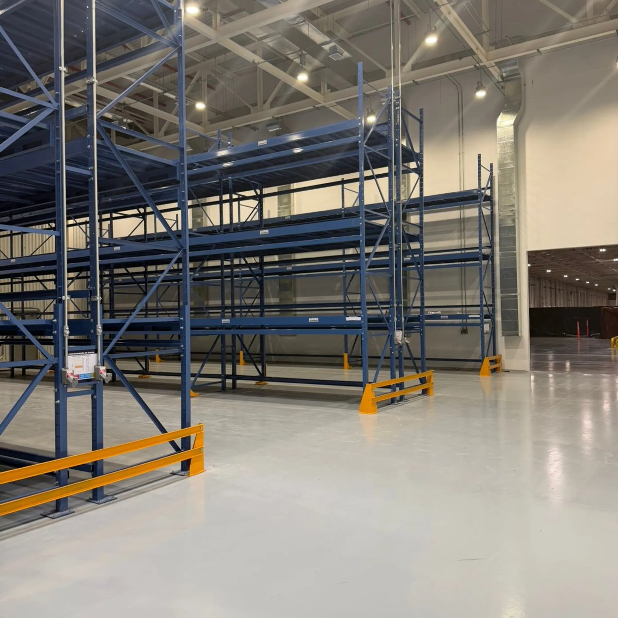 Warehouse team reviewing steel racking layout
