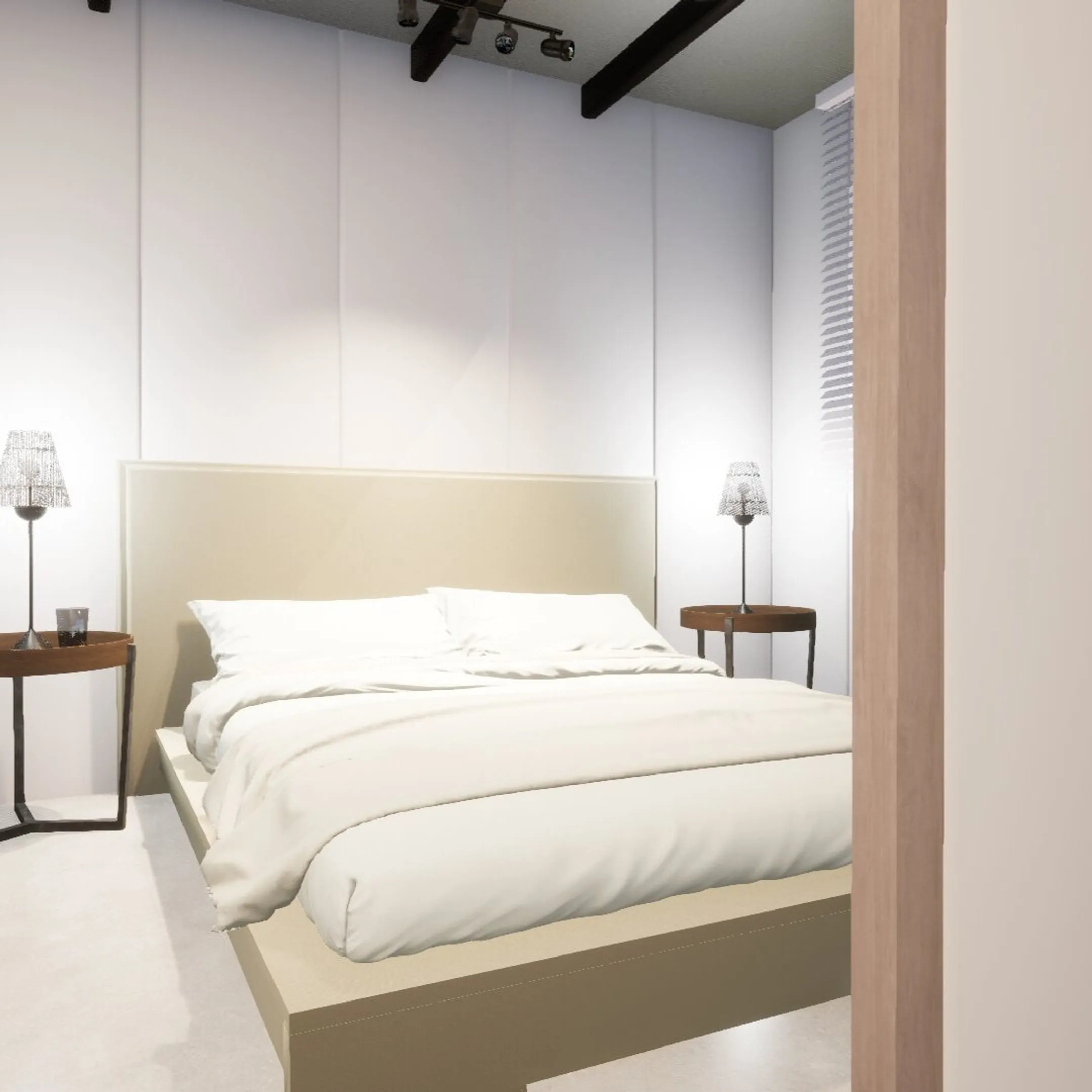 Efficient tiny home interior with built-in storage