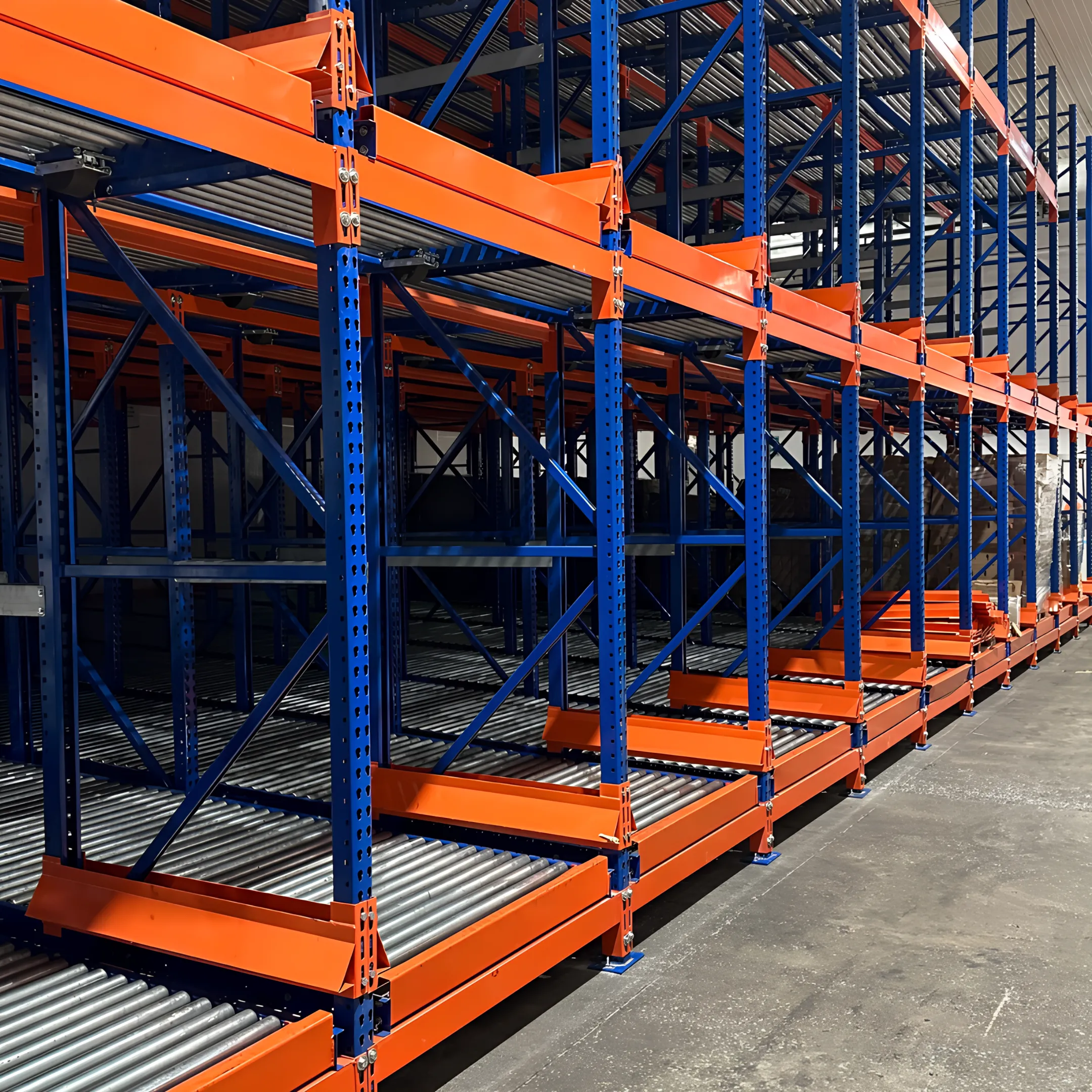 Engineer reviewing pallet flow rack installation plans