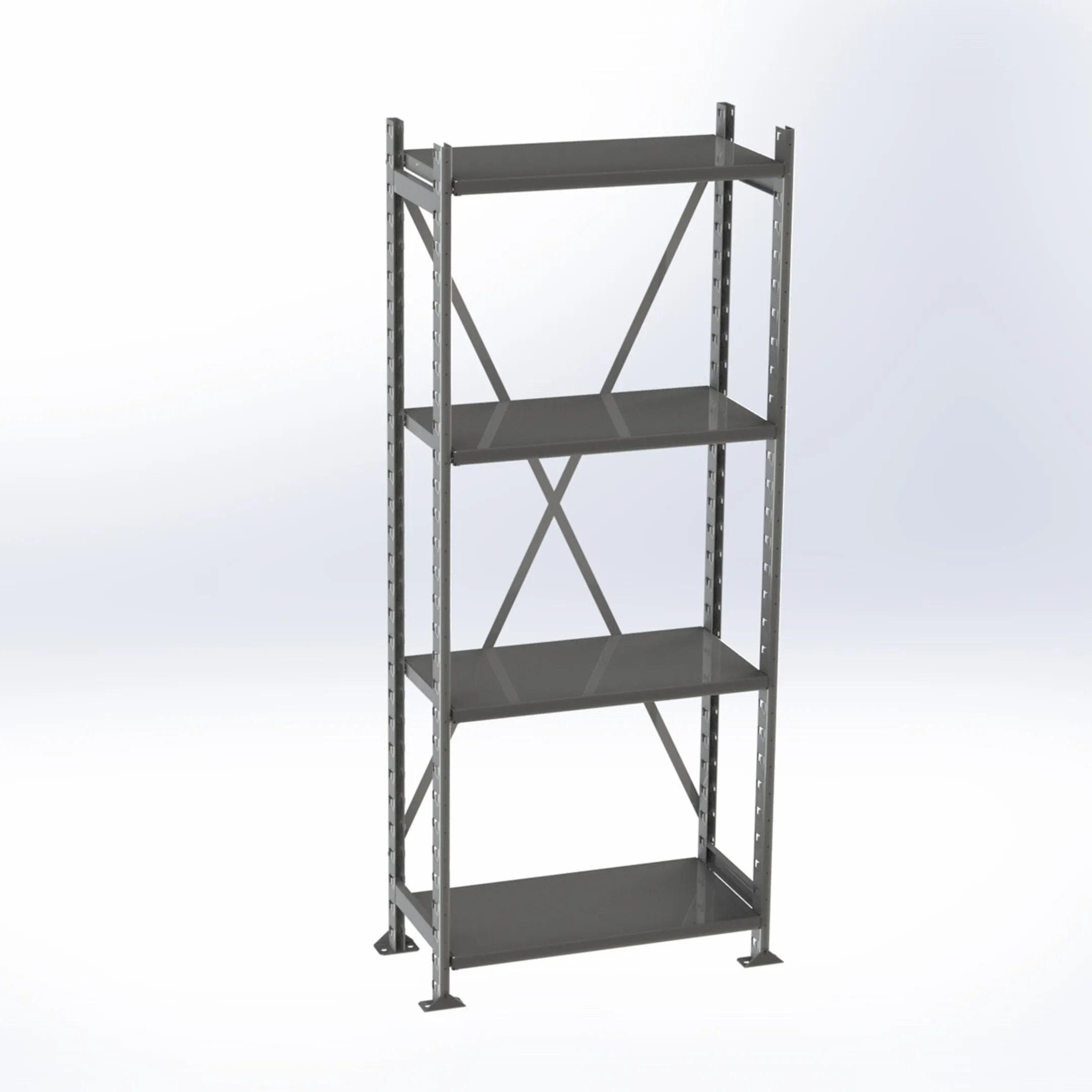 Engineered pallet racks and industrial shelving in a warehouse