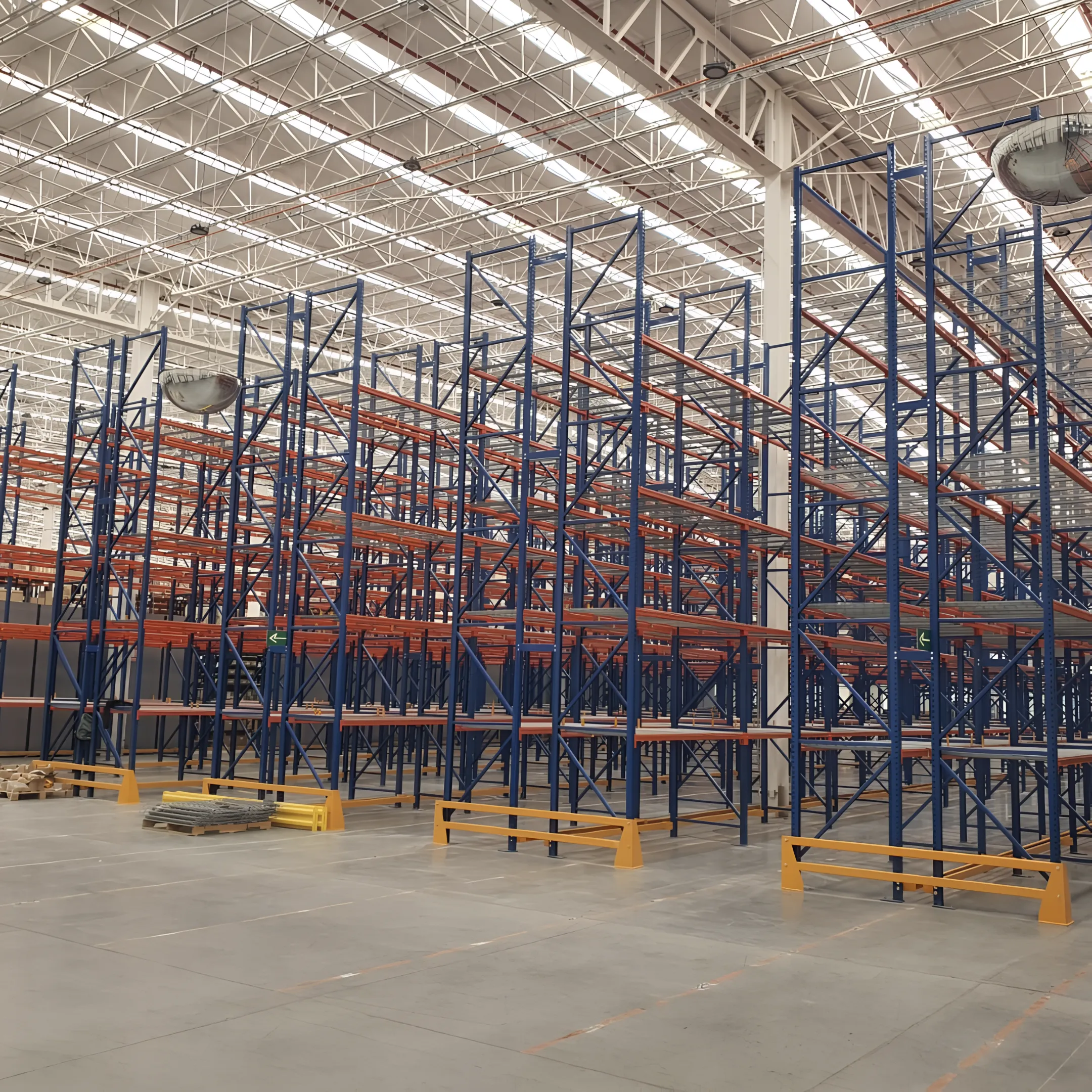 Warehouse team reviewing pallet racking layout