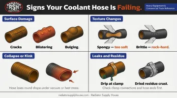 Coolant hose failure warning signs visual inspection checklist infographic