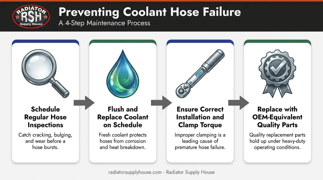 4-step process to prevent coolant hose bursts on equipment