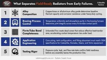 Five key radiator assembly quality factors affecting heavy equipment cooling performance