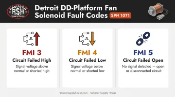 Freightliner fan clutch solenoid fault codes SPN 1071 FMI 3 4 5 diagnostic breakdown