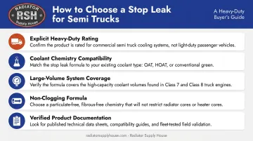 Five criteria checklist for selecting heavy-duty stop leak products for semi trucks