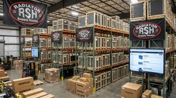 Radiator Supply House cooling parts catalog and warehouse inventory shelves