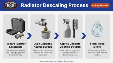4-step process for cleaning calcium buildup from a radiator