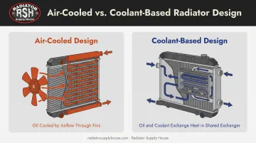 Air-cooled versus coolant-based oil cooler design comparison diagram