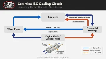 Cummins ISX coolant system circuit flow diagram with EGR cooler integration