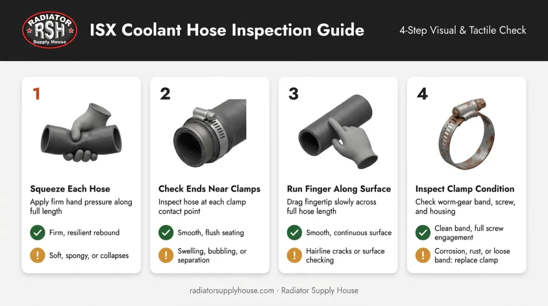 Cummins ISX coolant hose PM inspection checklist four-step visual process