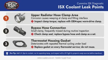 Three most common Cummins ISX external coolant leak locations diagnostic guide