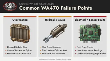 Three common Komatsu WA470 wheel loader failure points comparison overview