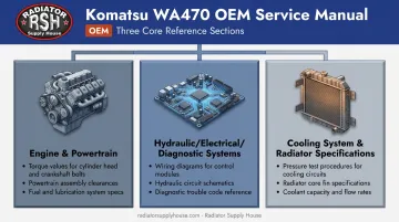 Komatsu WA470 service manual structure showing engine hydraulic and cooling sections