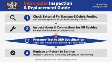 Four-step diesel intercooler inspection and replacement decision process flow diagram