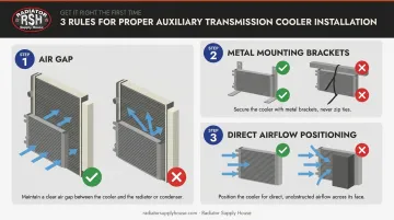 Proper transmission cooler installation checklist with air gap and airflow requirements