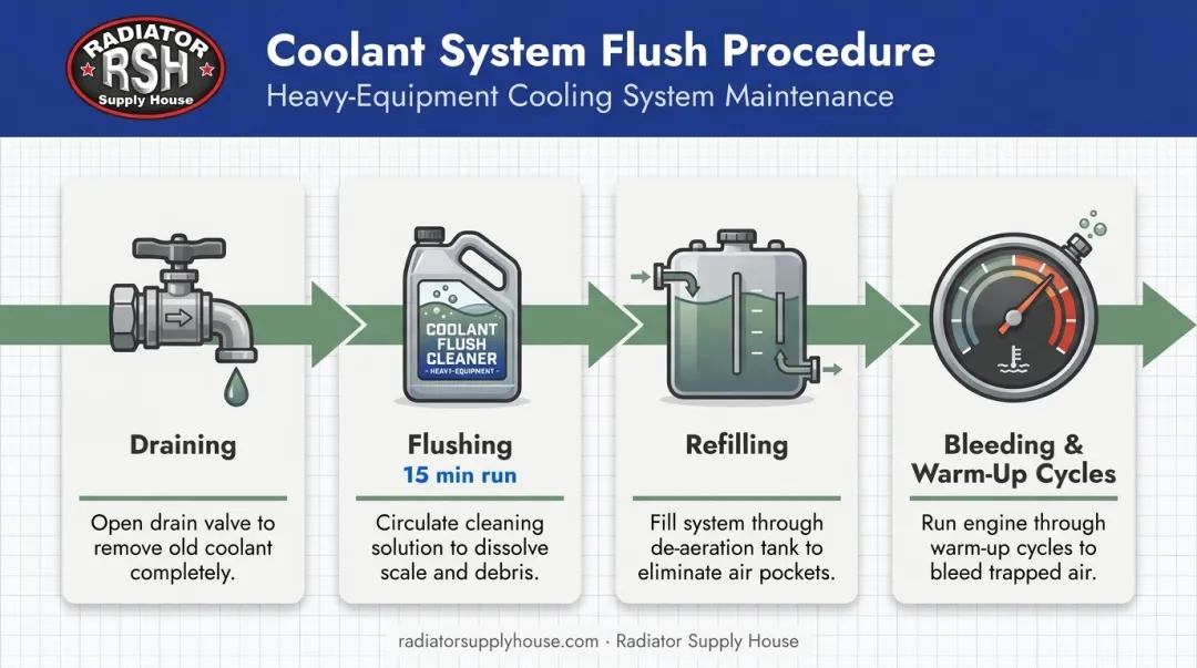 John Deere coolant drain flush and refill process steps
