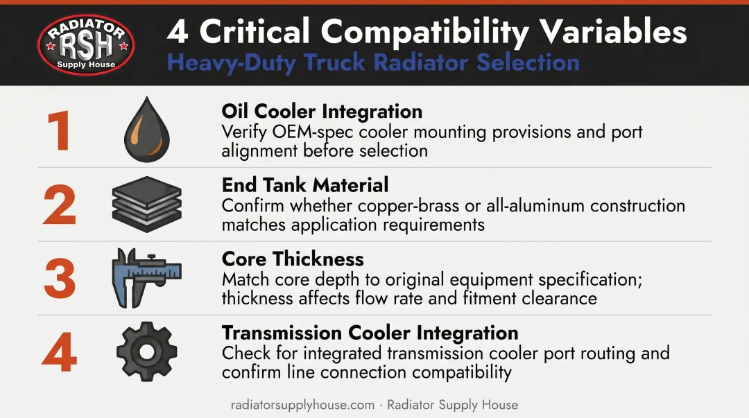 Four key radiator compatibility variables checklist for Class 8 trucks