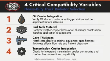 Four key radiator compatibility variables checklist for Class 8 trucks
