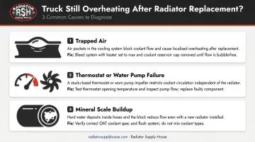 Three causes of overheating after radiator replacement diagnostic troubleshooting chart