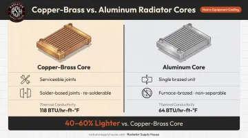 Aluminum versus copper-brass radiator core construction and joint differences comparison