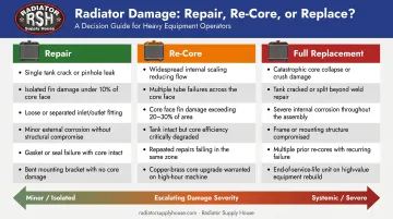 Repair versus re-core versus full replacement decision matrix for aluminum radiator cores