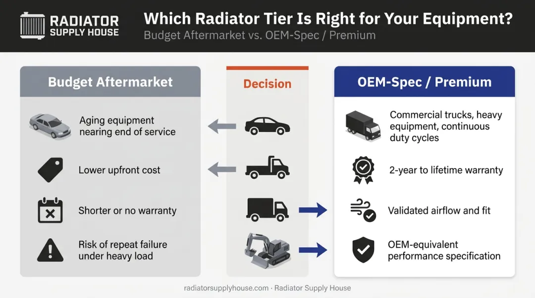 Budget versus premium radiator fan selection guide by equipment application type