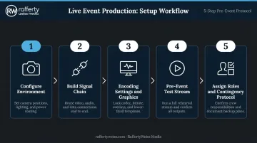 5-step political event live stream setup process from configuration to contingency planning