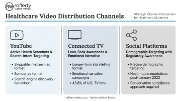 Healthcare video ad platform comparison YouTube connected TV and social media channel guide
