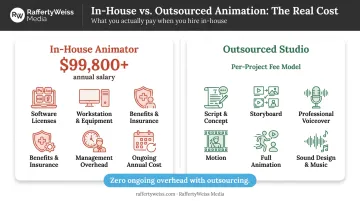 In-house animator annual cost versus outsourced studio per-project fee comparison
