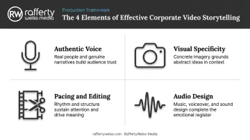 Four key production elements of effective corporate video storytelling framework