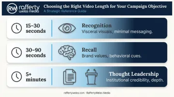Awareness campaign video length guide comparing 30-second recall to 5-minute documentary formats