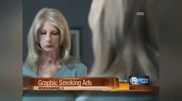 CDC public health PSA campaign broadcast television screen showing anti-smoking message