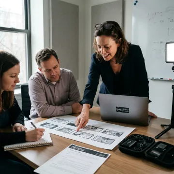 Producer planning a CSR video production with a client team