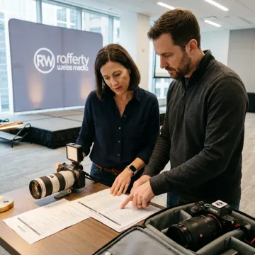 Photographer planning corporate event coverage