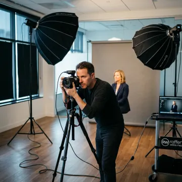 On-site corporate photographer capturing executive portraits
